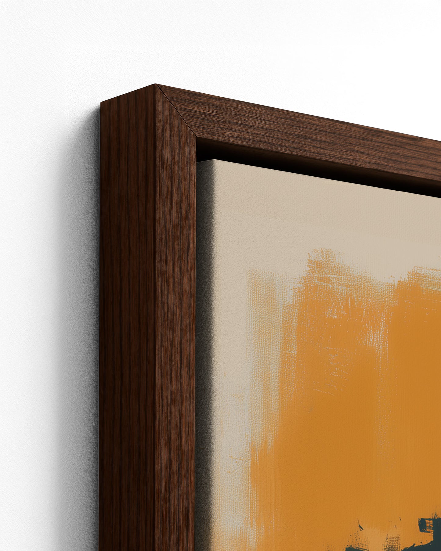 Iroko - Dark Wood Framed Canvas Detail