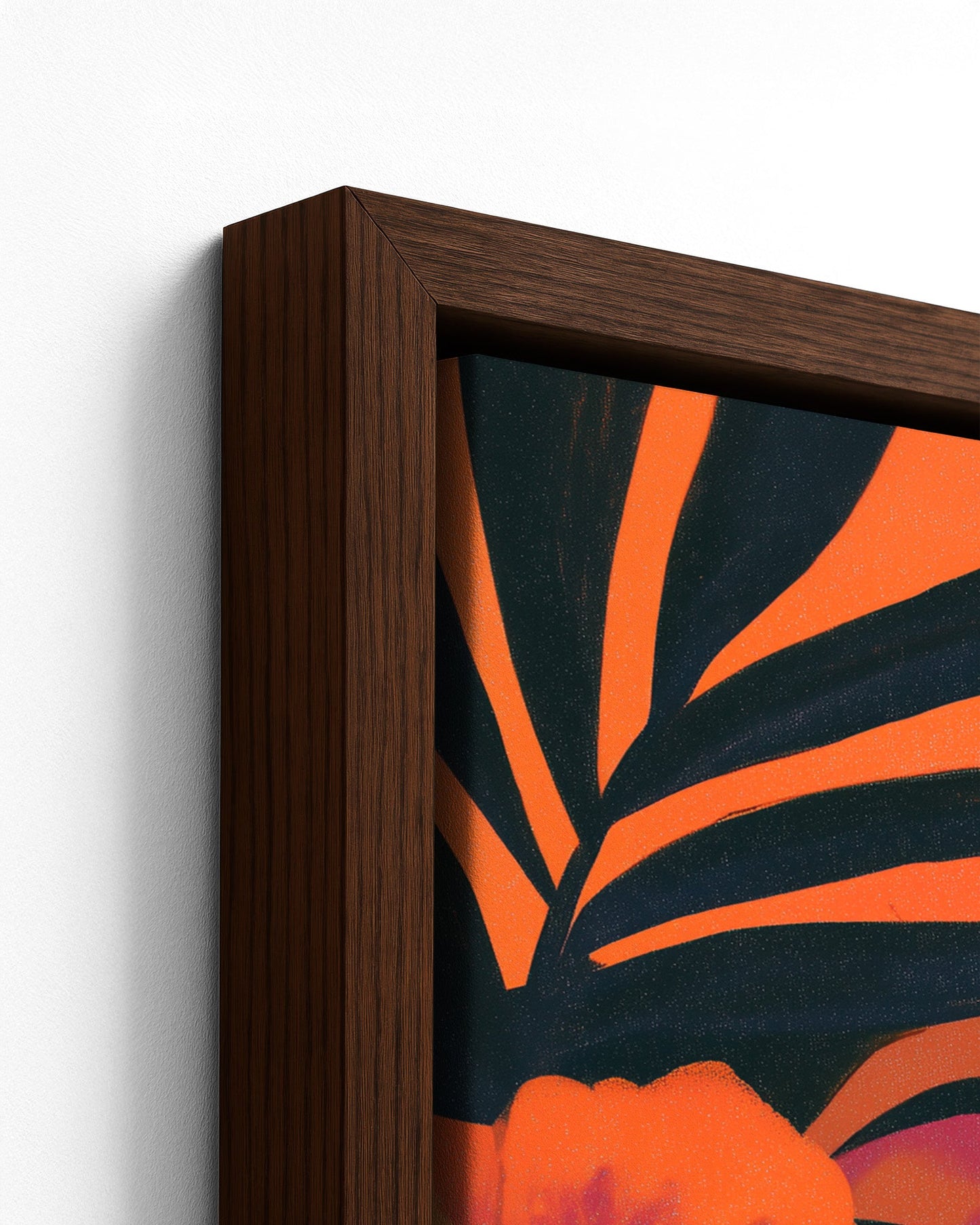 Sisters in Bloom - Dark Wood Framed Canvas Detail