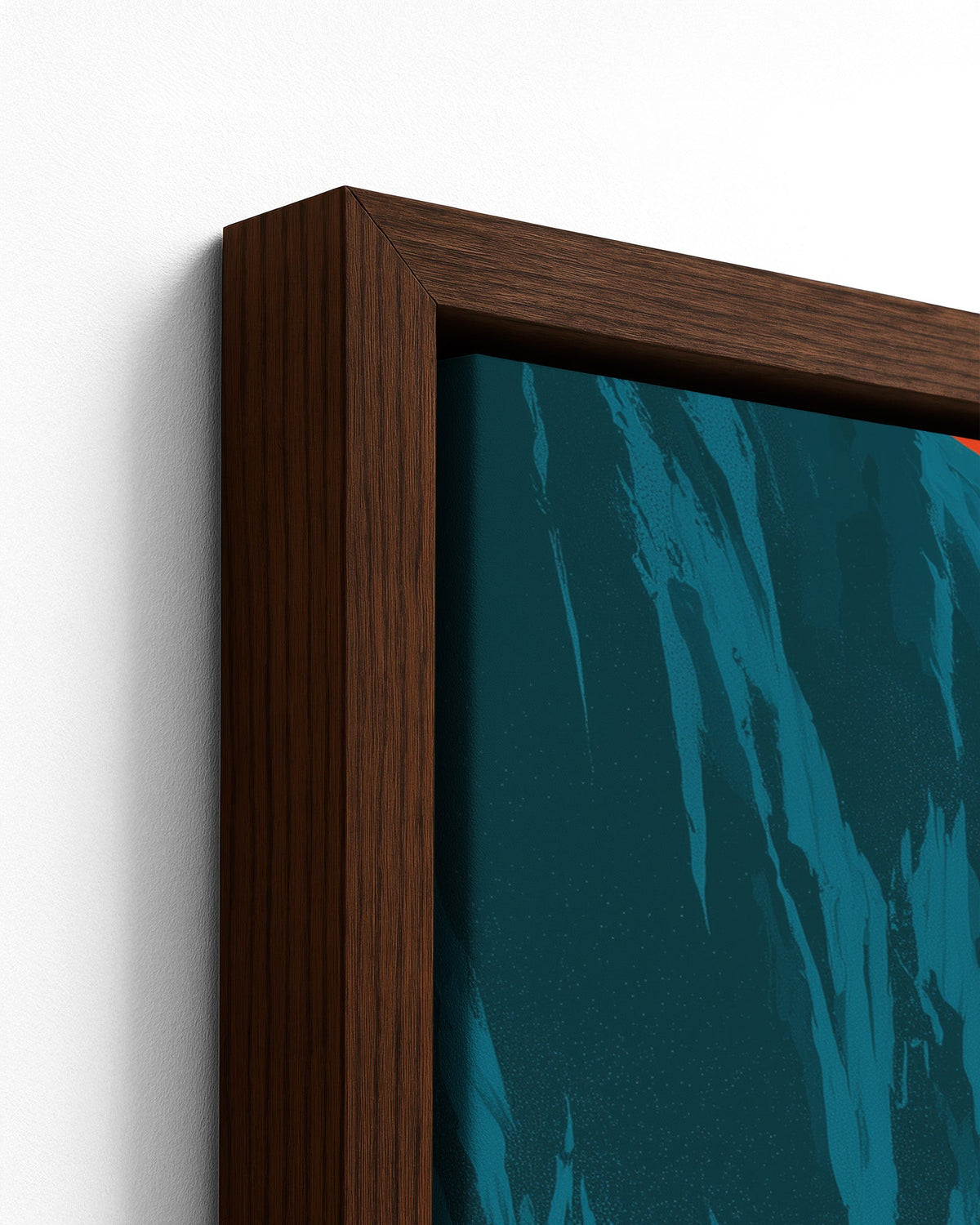 The Cascade - Dark Wood Framed Canvas Detail