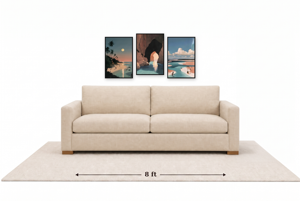 Small gallery wall above an 8 ft couch