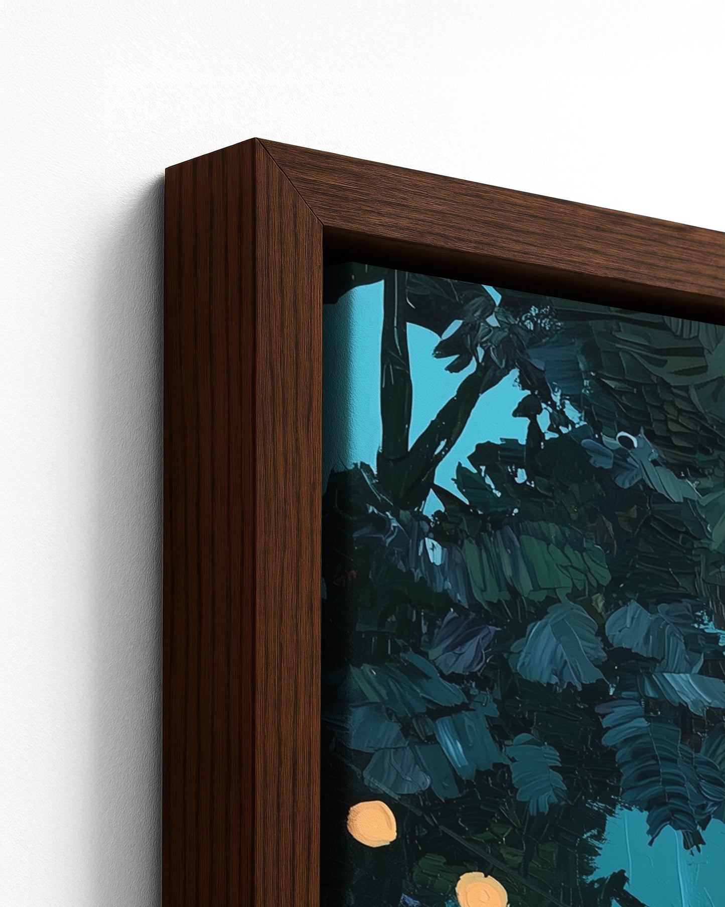 Smoke & Stars - Dark Wood Framed Canvas Detail