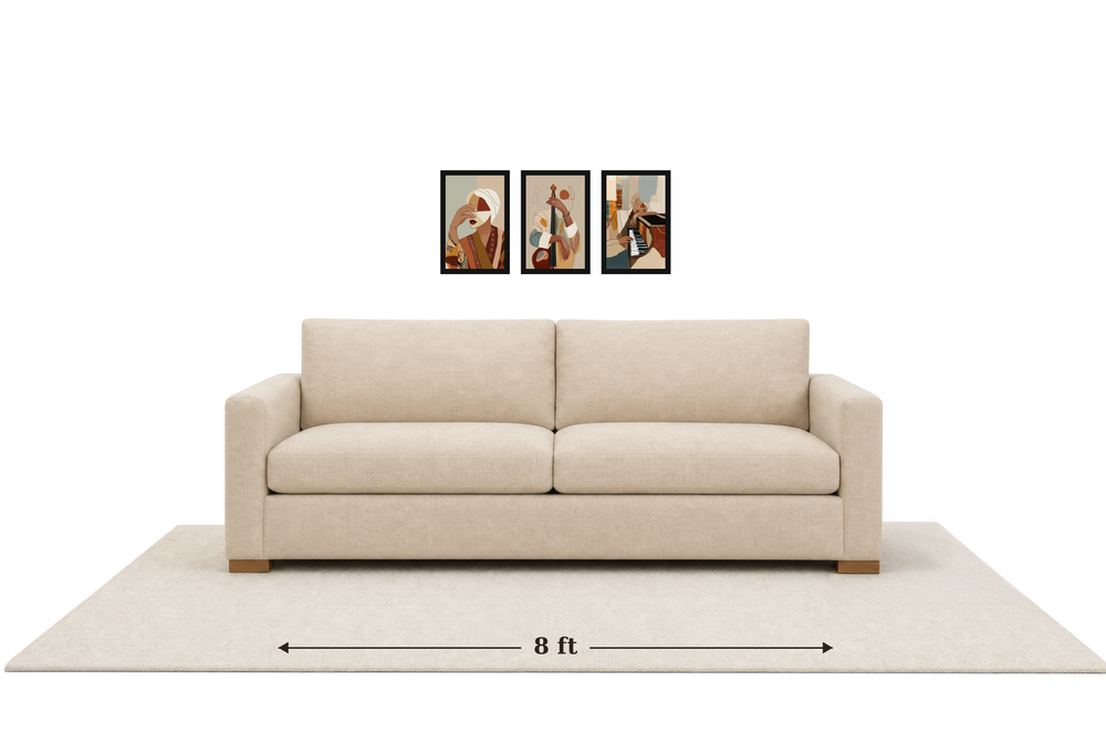 Small gallery wall above an 8 ft couch