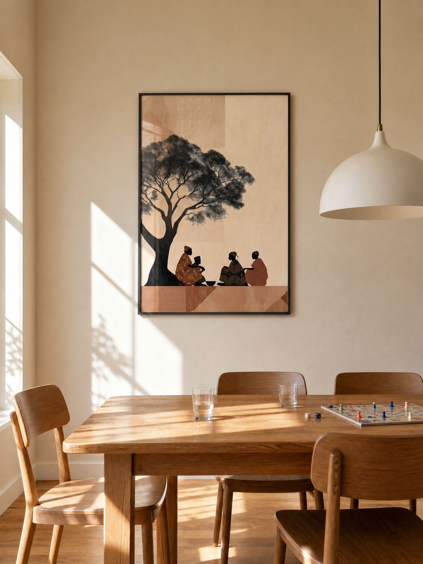 Gathered Under Shade framed art print styled in a room