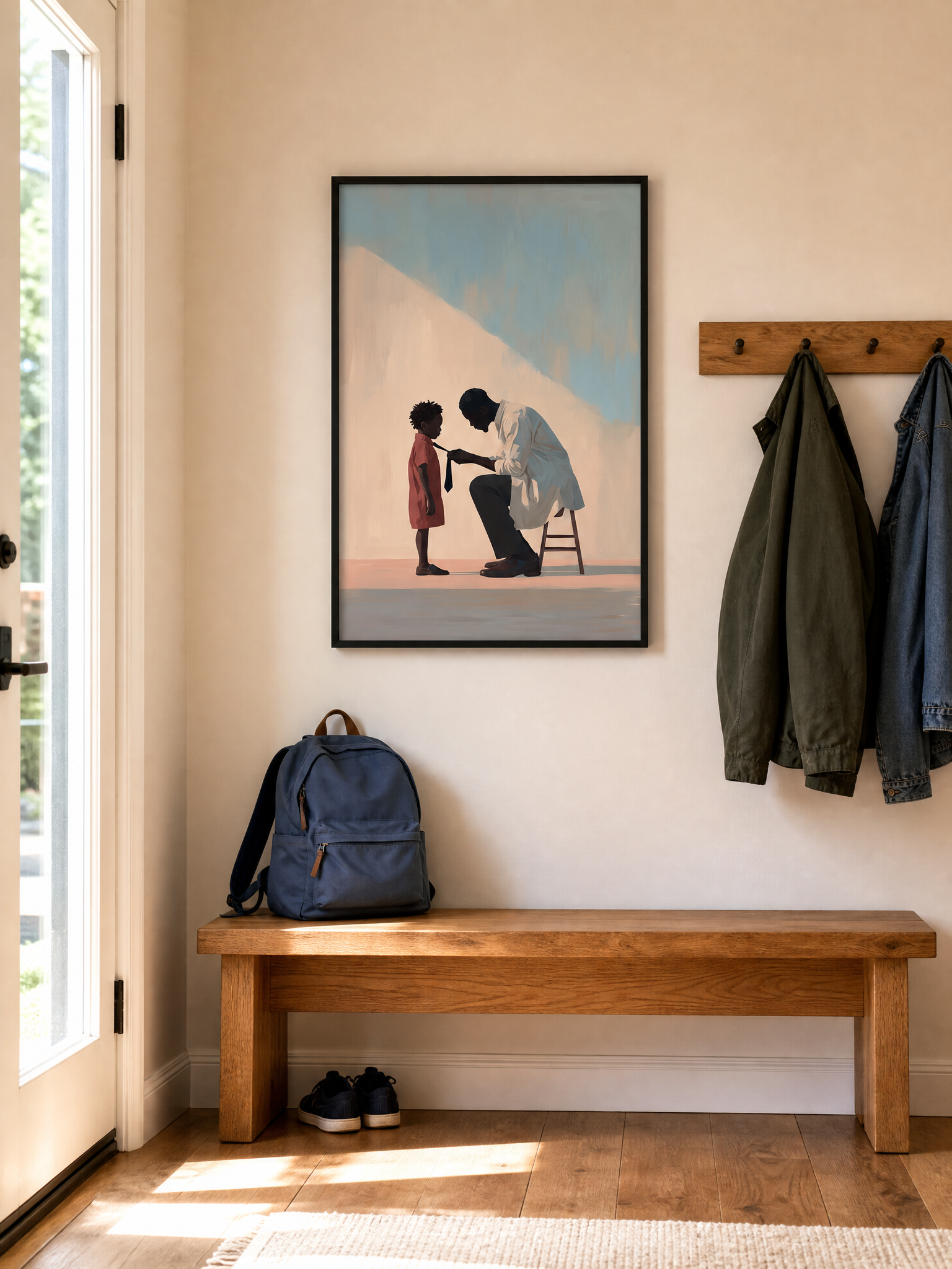Tying Tomorrow framed art print styled in a room