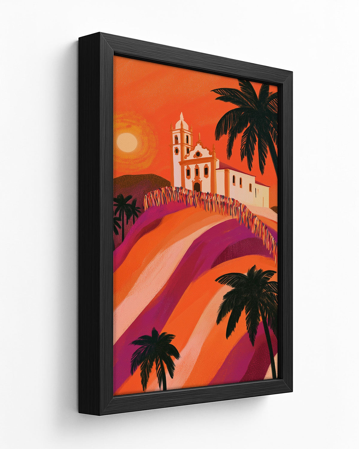 Bonfim Ribbons - Dark Wood Framed Canvas