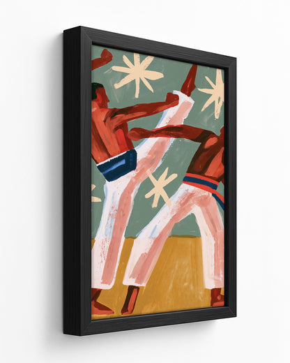 Capoeira - Dark Wood Framed Canvas