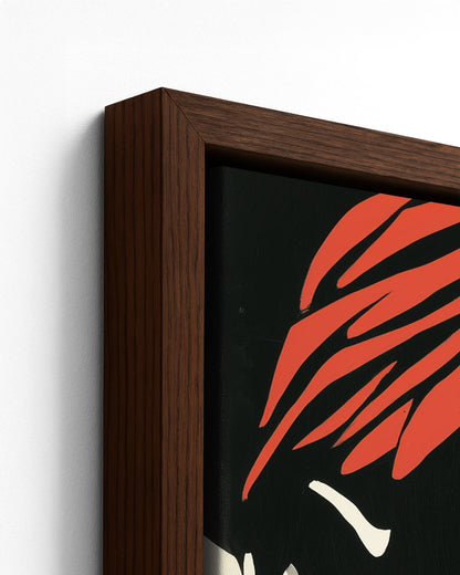 Coral Crown - Dark Wood Framed Canvas Detail