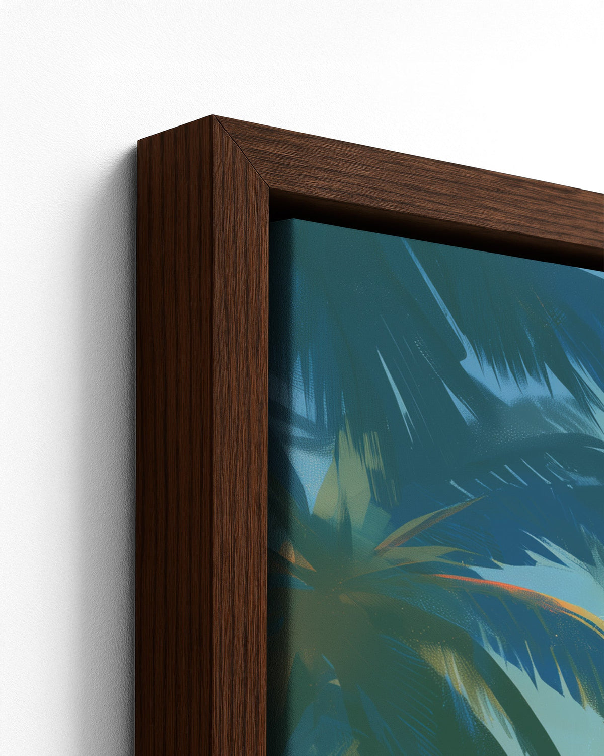Dawn Catch - Dark Wood Framed Canvas Detail