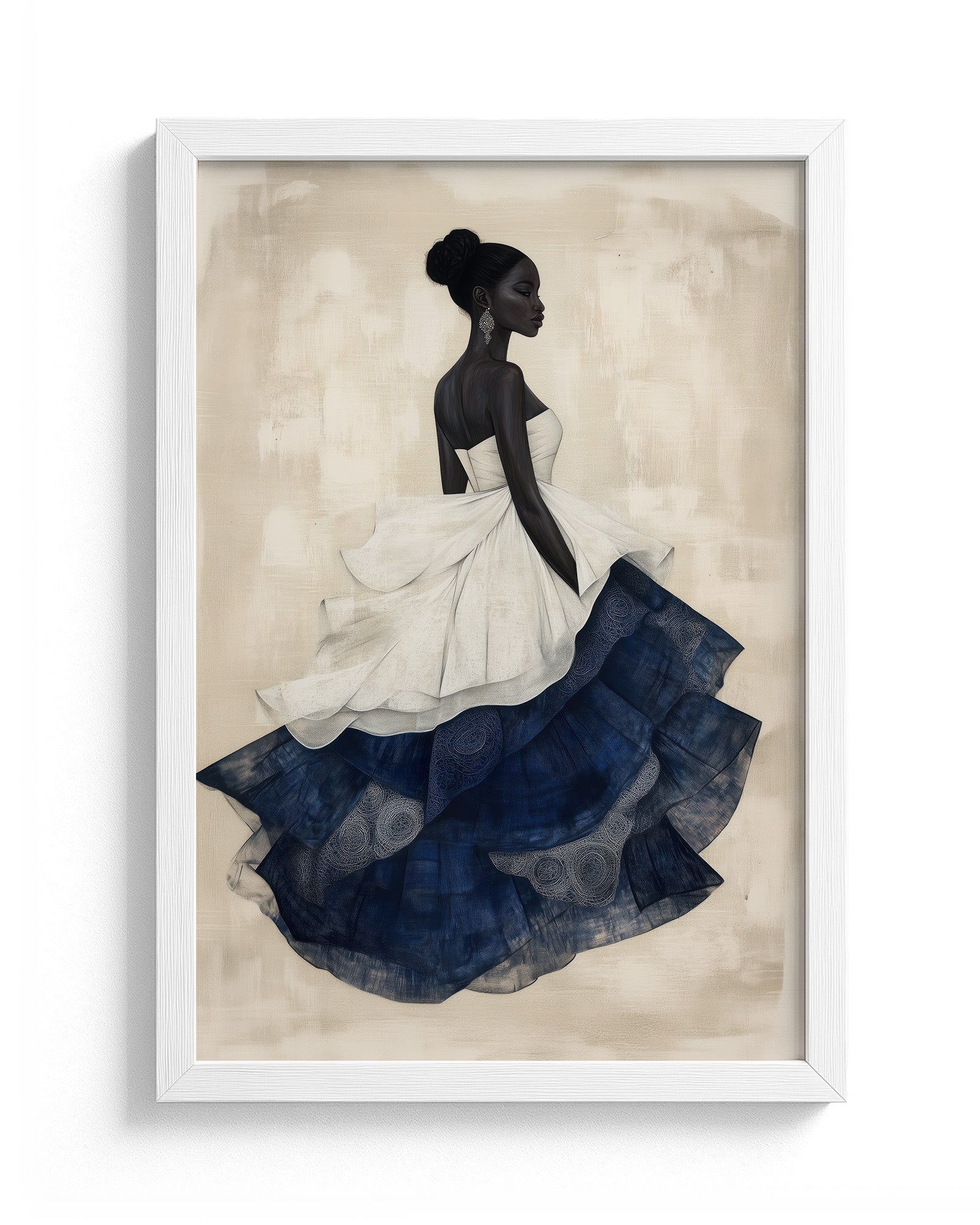blue dress art Anime Blue Dress Girl Art Painting Print Painting HD Waterproof Canvas Wall Art Framed Canvas For Living Room Bedroom (16x24Inch) : Amazon.ca: Home