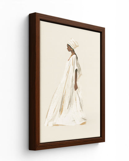 Dressed in White - Black Framed Canvas