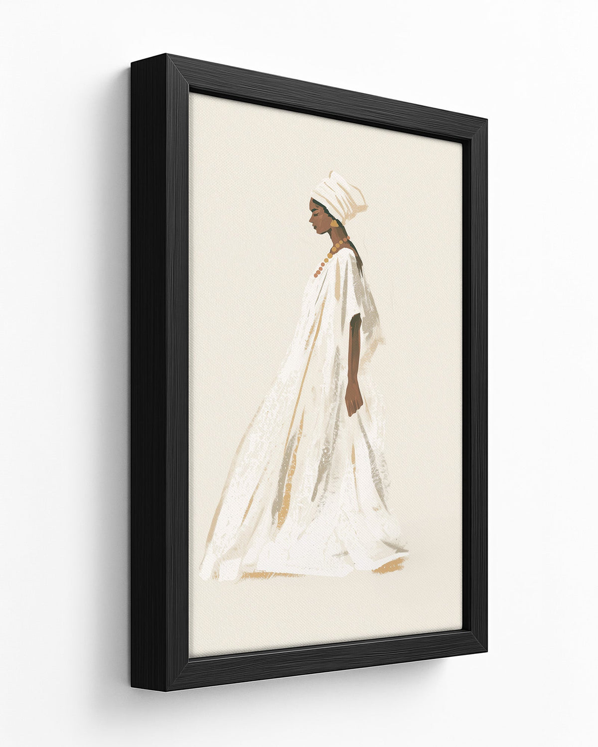 Dressed in White - Dark Wood Framed Canvas