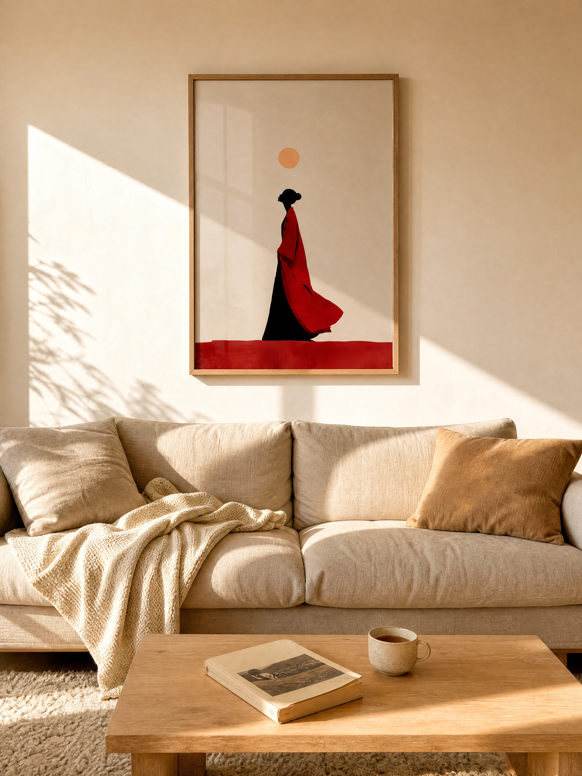 Where the Sun Waits framed art print styled in a room
