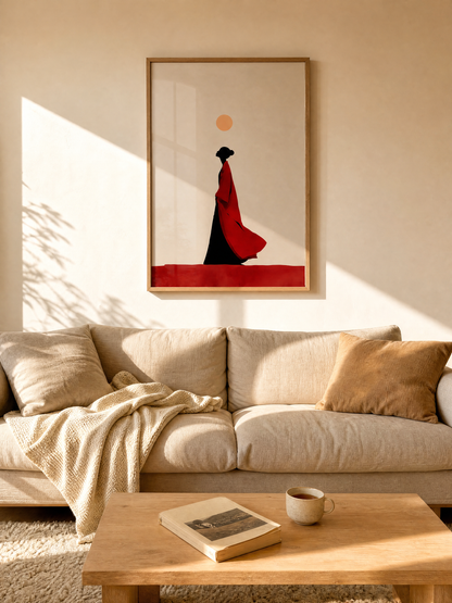 Where the Sun Waits framed art print styled in a room