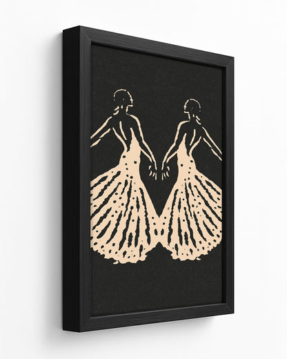 Hand in Hand - Dark Wood Framed Canvas