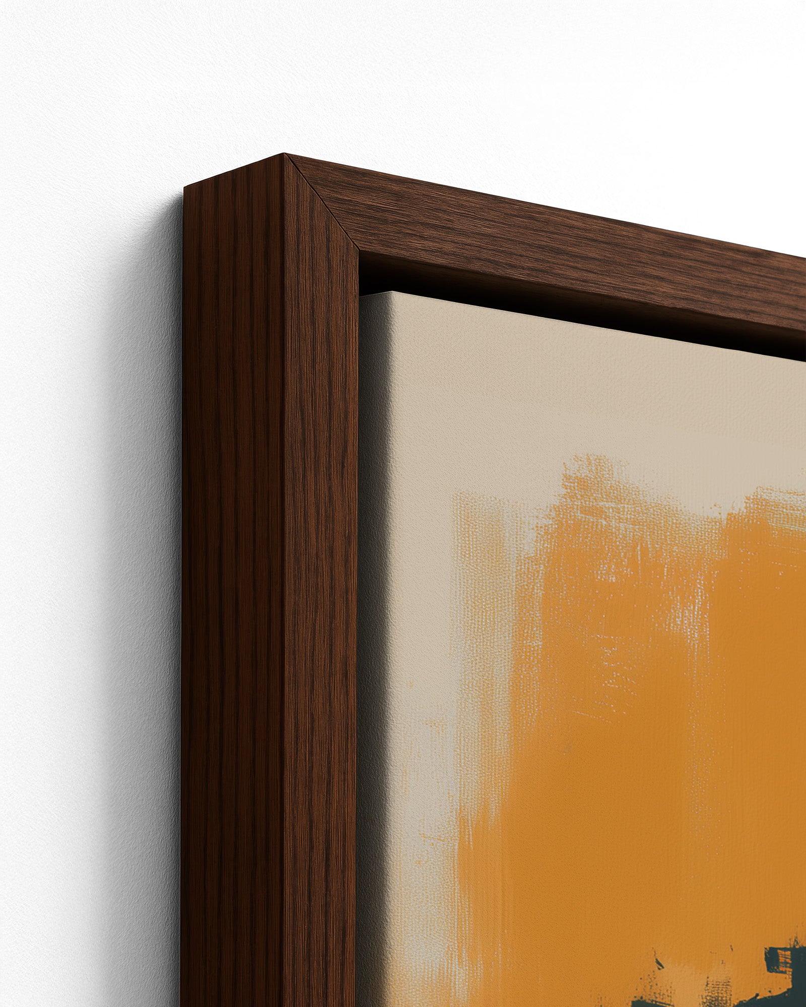 Iroko - Dark Wood Framed Canvas Detail