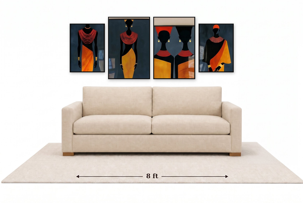 XX Large gallery wall above an 8 ft couch