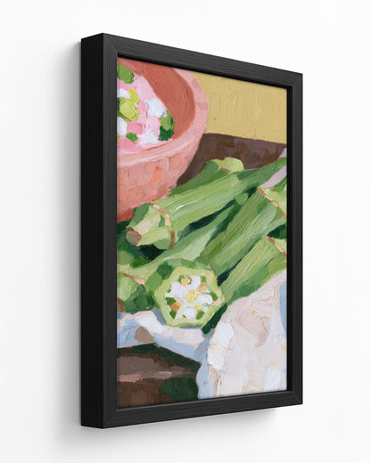 Market Table - Dark Wood Framed Canvas