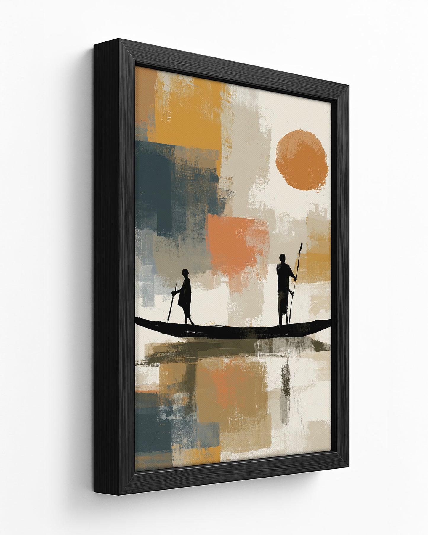 On the Niger - Dark Wood Framed Canvas