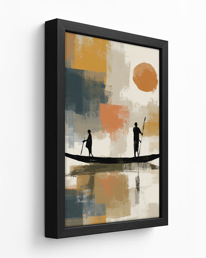 On the Niger - Dark Wood Framed Canvas