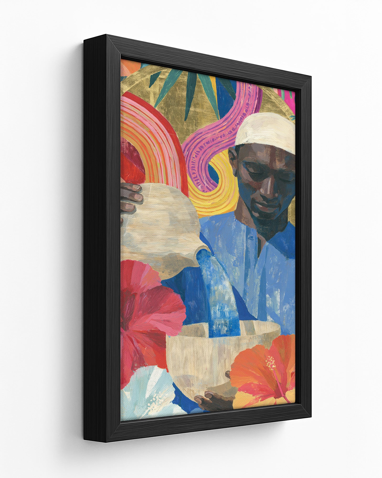 Palm Wine - Dark Wood Framed Canvas