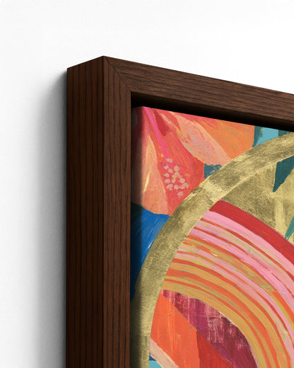 Palm Wine - Dark Wood Framed Canvas Detail