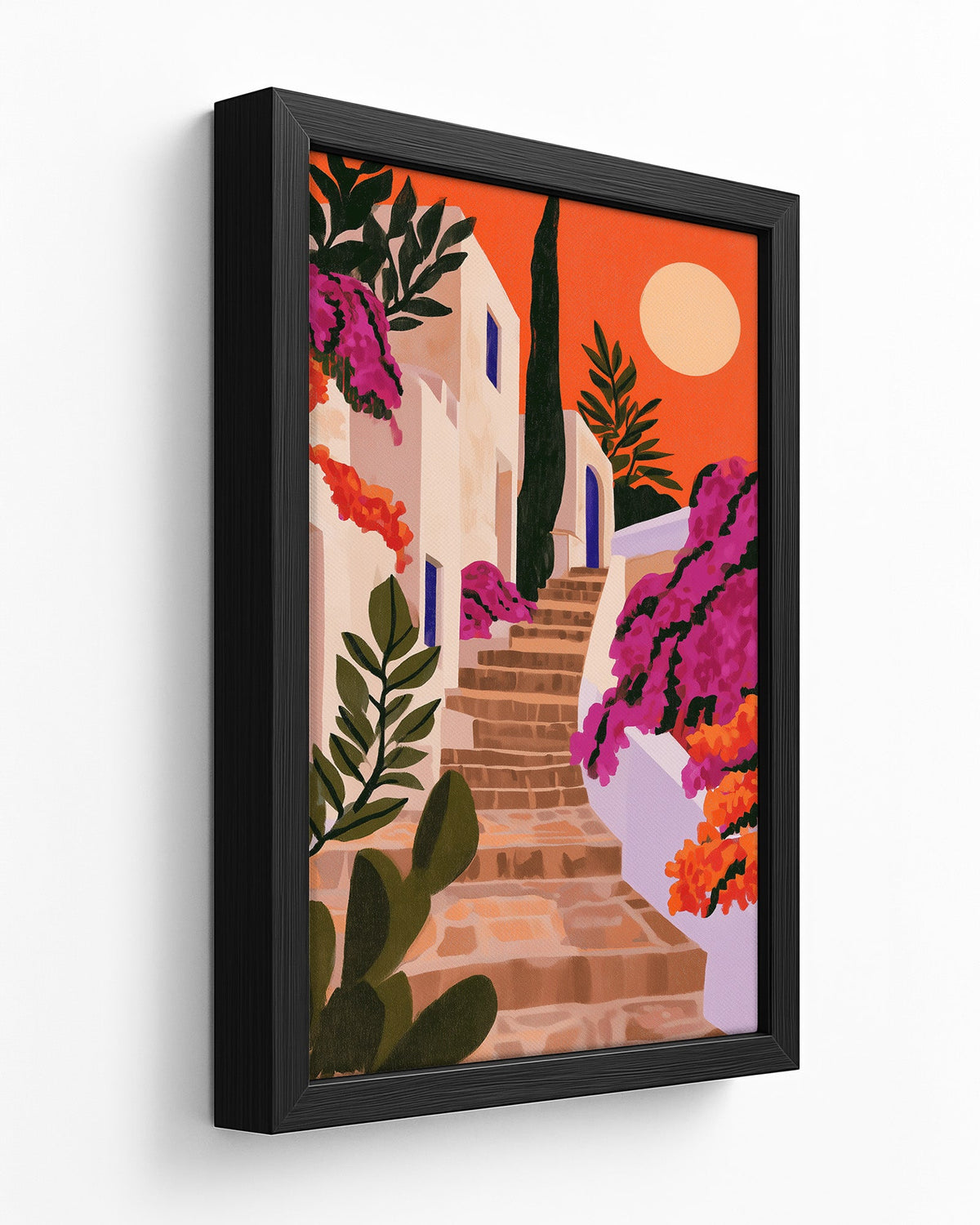 Pelourinho Steps - Dark Wood Framed Canvas