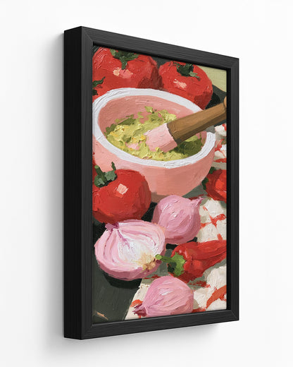 Red Harvest - Dark Wood Framed Canvas