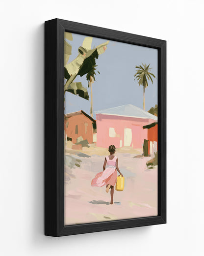 Run Ahead - Dark Wood Framed Canvas