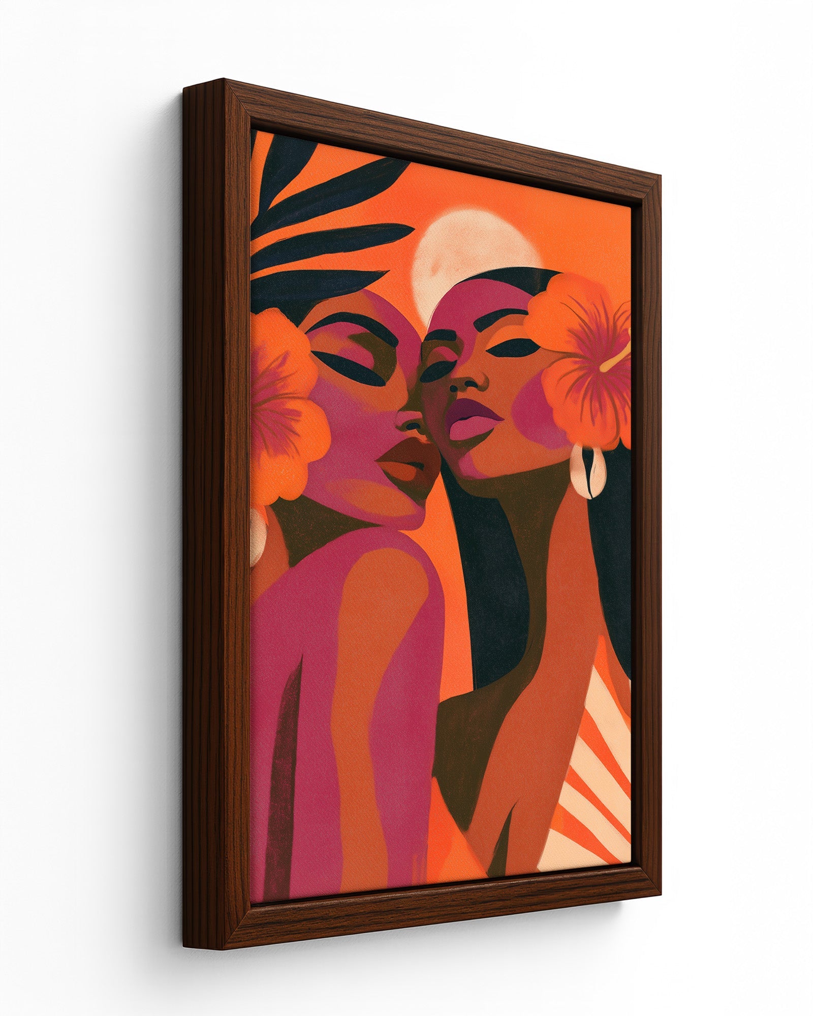 Sisters in Bloom - Black Framed Canvas