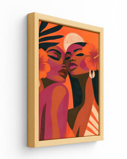 Sisters in Bloom - Wood Framed Canvas