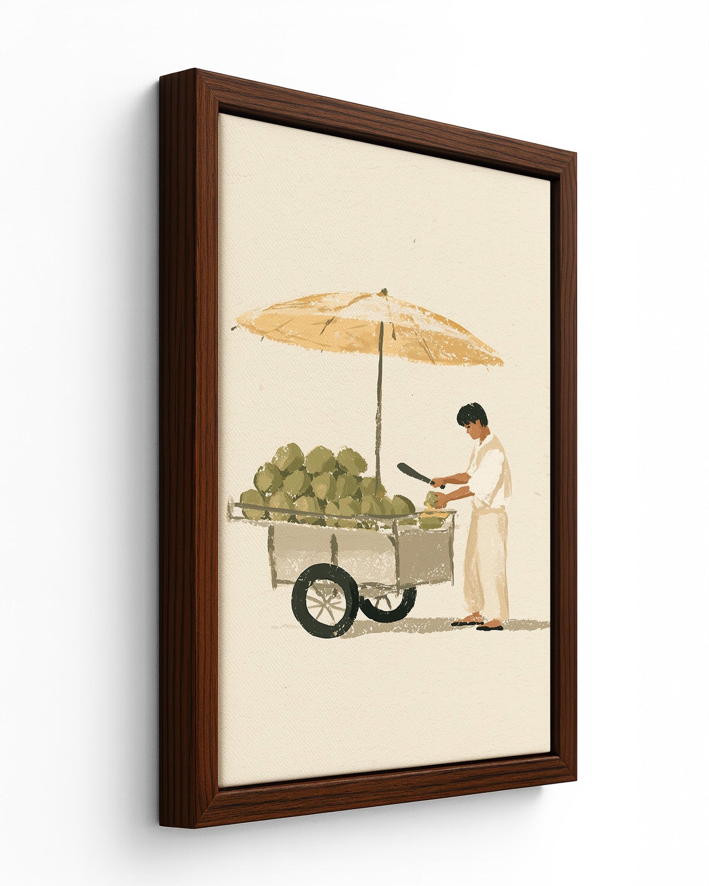 The Coconut Seller - Black Framed Canvas