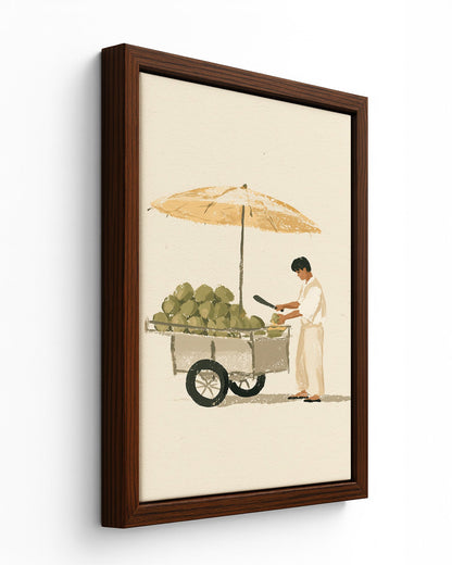 The Coconut Seller - Black Framed Canvas