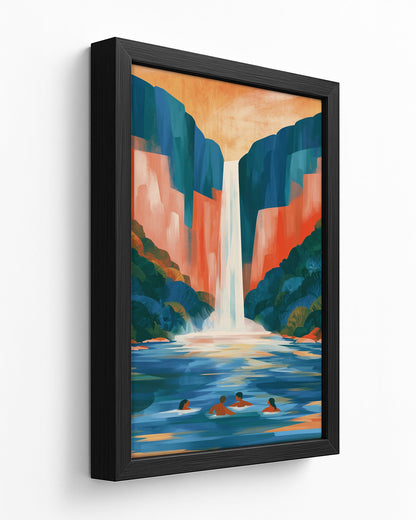 The Falls - Dark Wood Framed Canvas