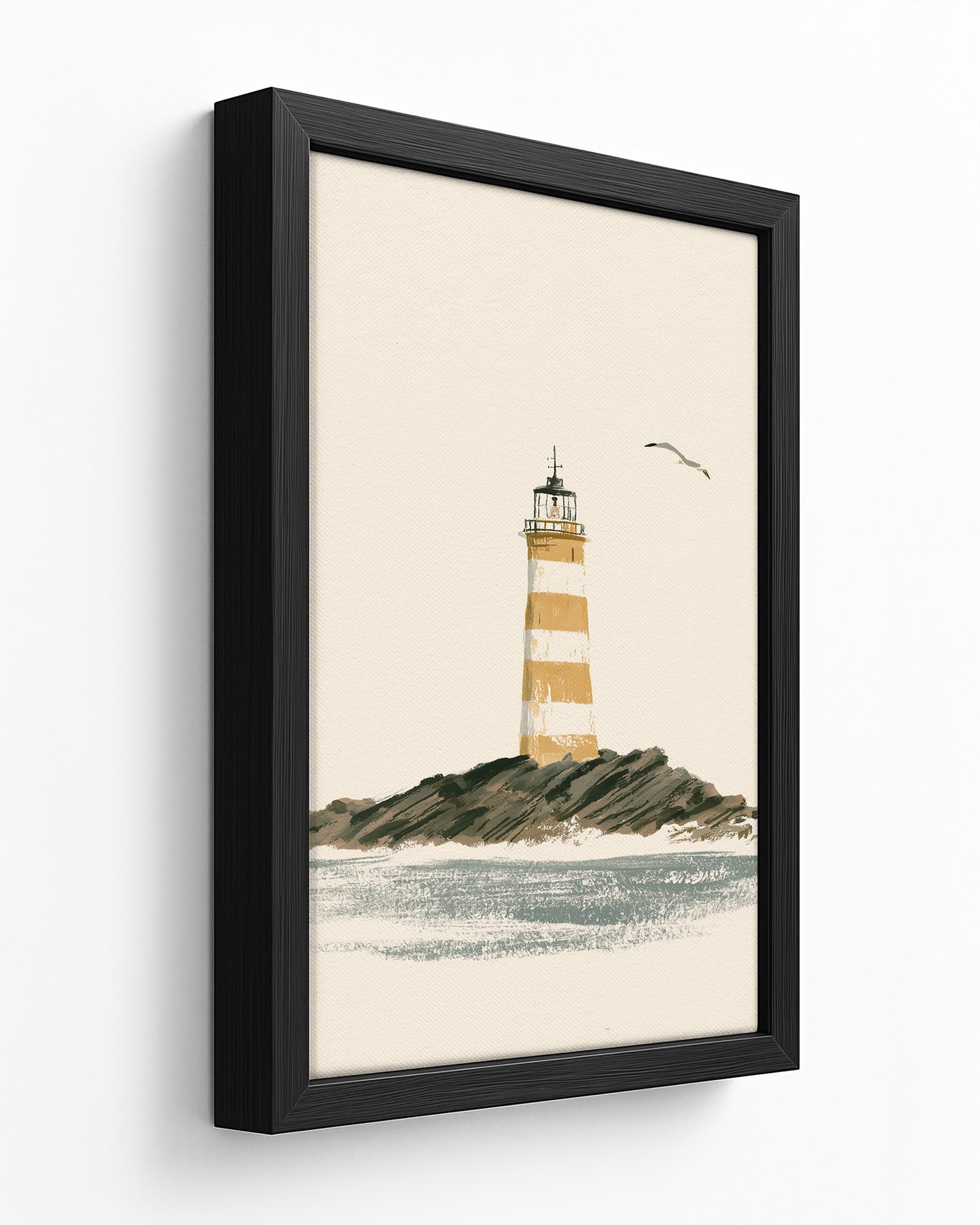 The Lighthouse - Dark Wood Framed Canvas
