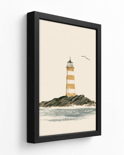 The Lighthouse - Dark Wood Framed Canvas