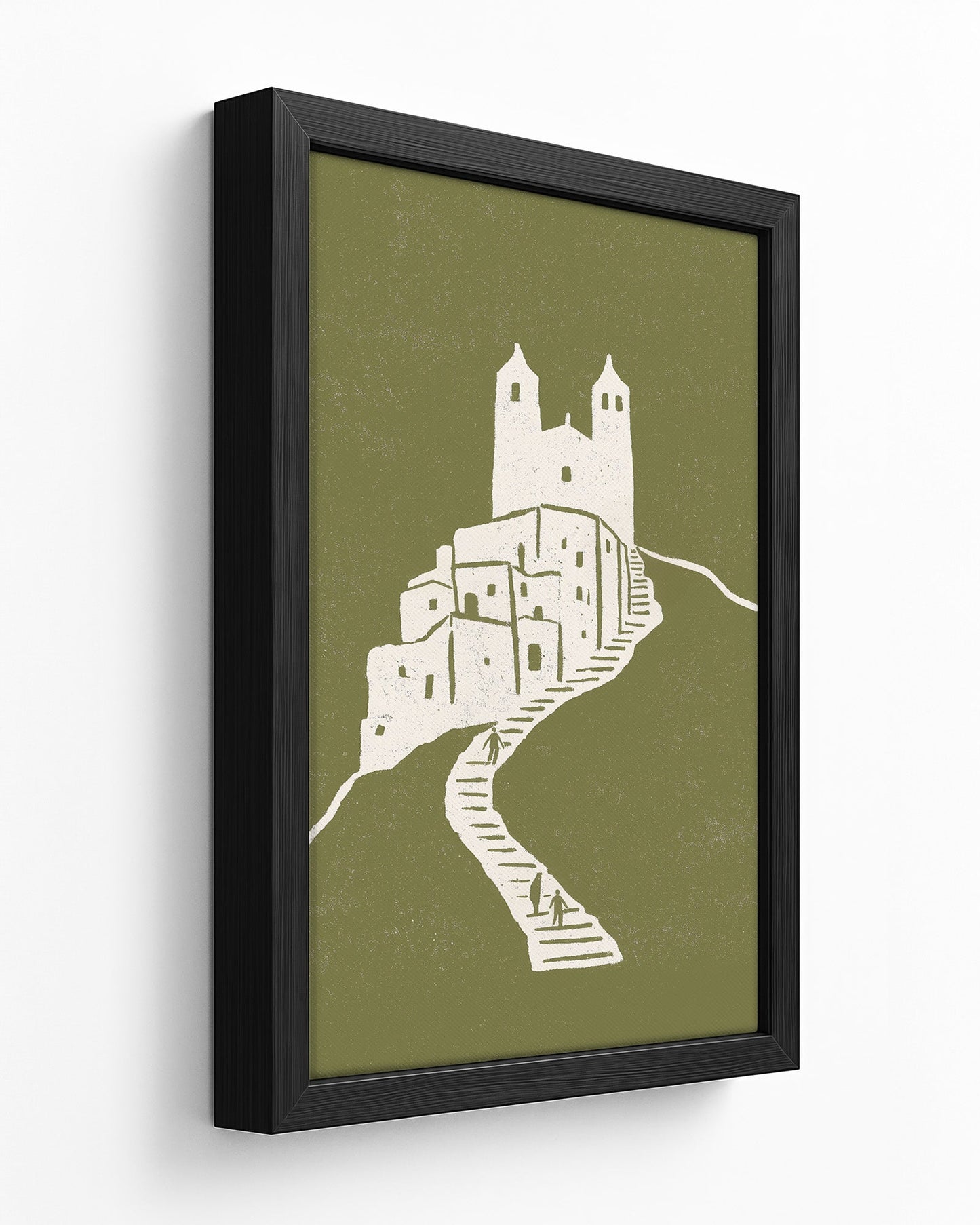 The Old Town - Dark Wood Framed Canvas