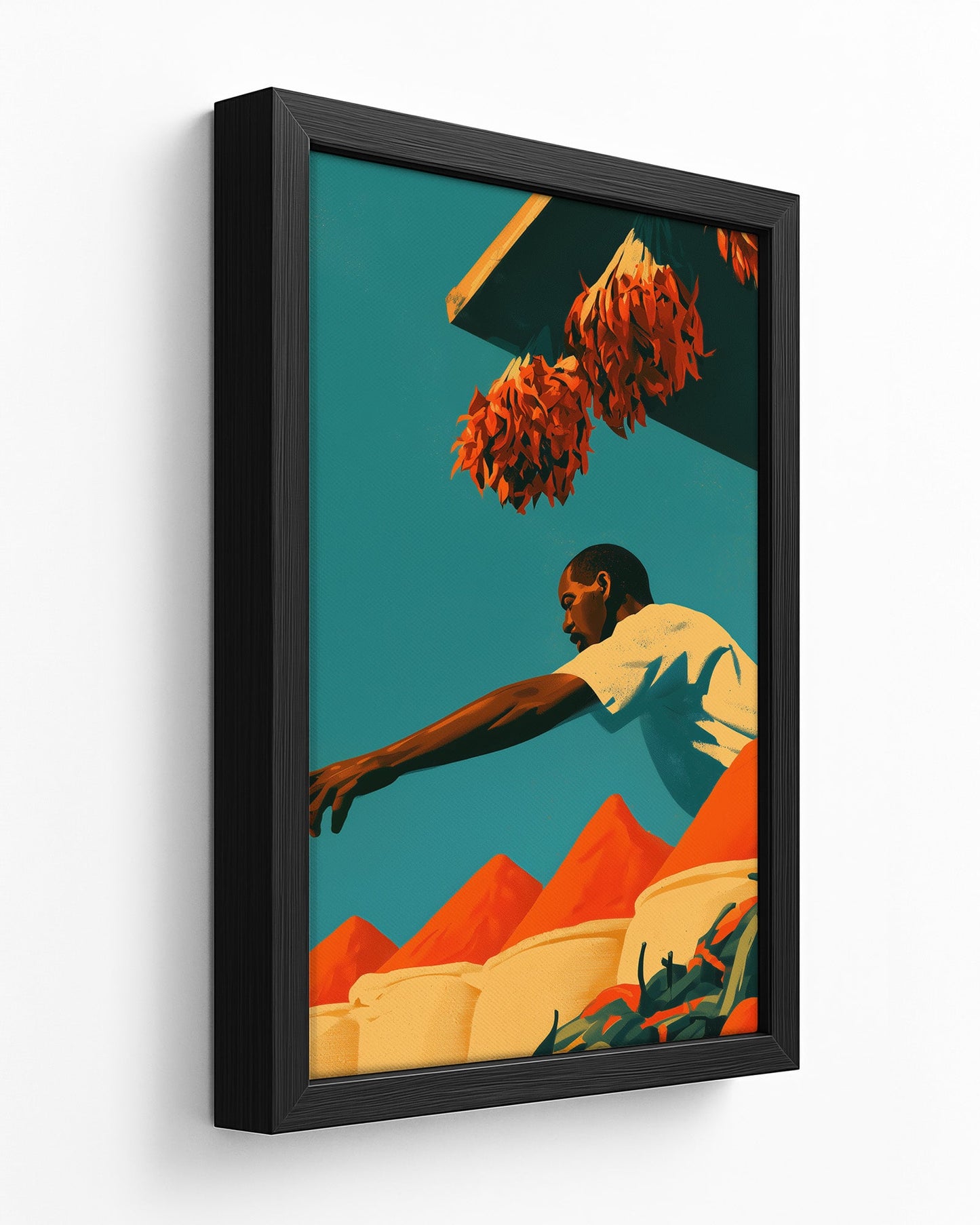 The Spice Market - Dark Wood Framed Canvas