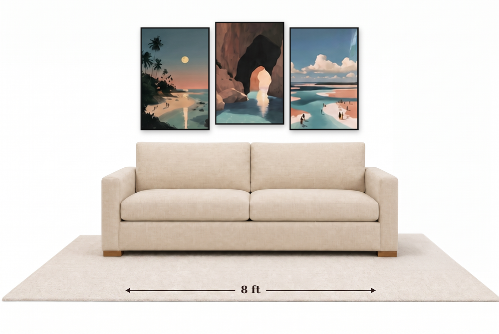 XX Large gallery wall above an 8 ft couch