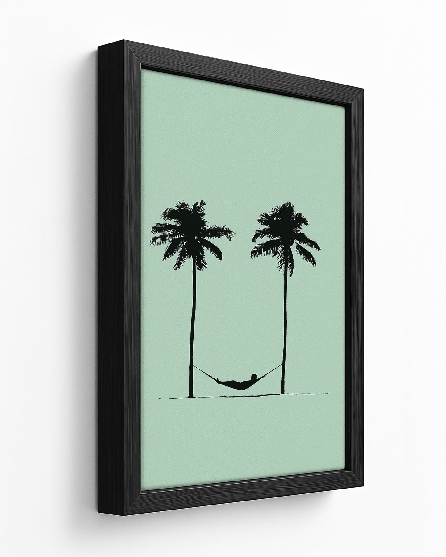 Two Palms - Dark Wood Framed Canvas