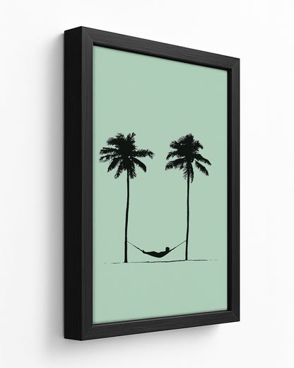 Two Palms - Dark Wood Framed Canvas