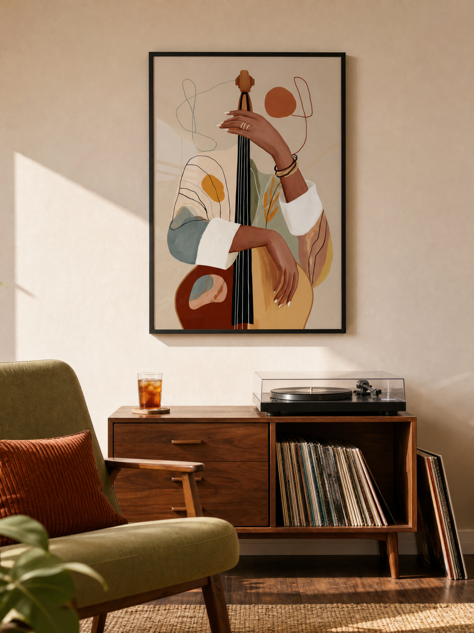 The Deep Note framed art print styled in a room