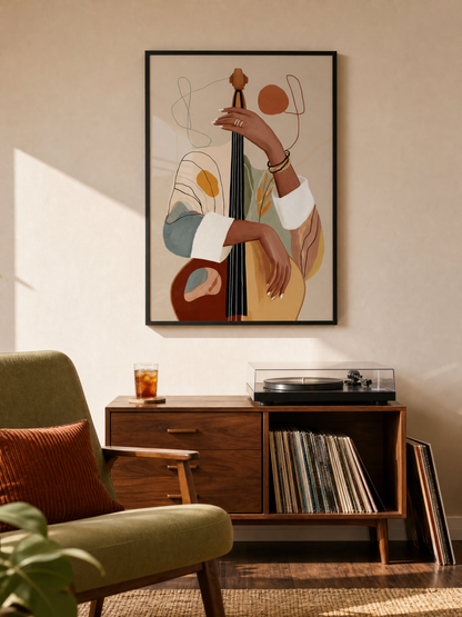 The Deep Note framed art print styled in a room