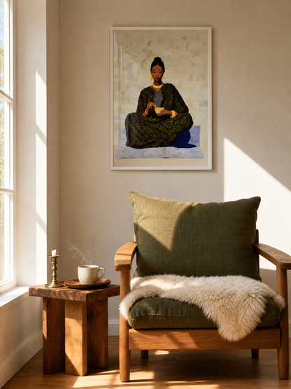 The Inner Stillness framed art print styled in a room