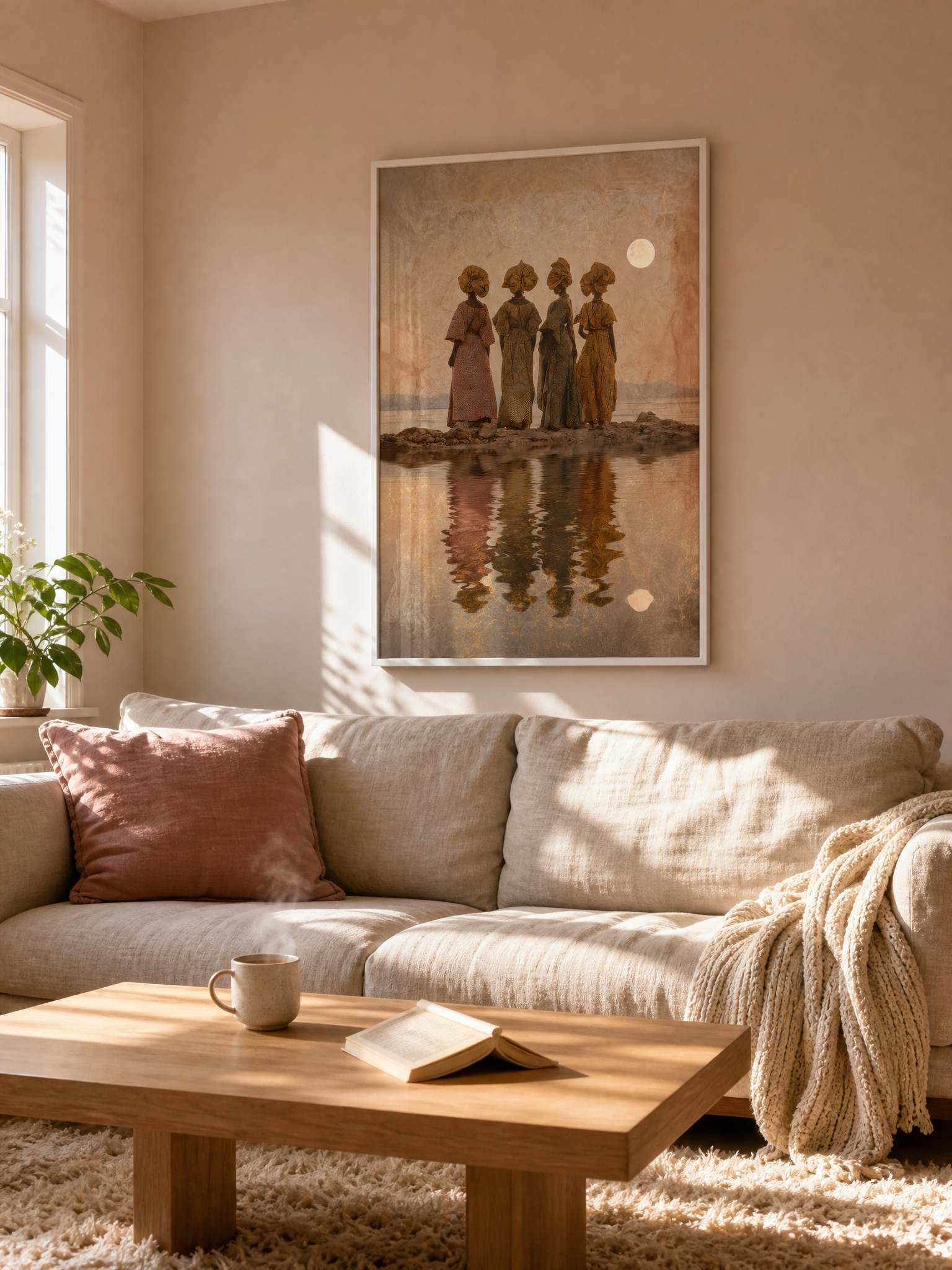 Women of the Water framed art print styled in a room