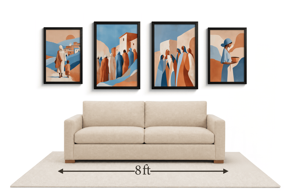 XX Large gallery wall above an 8 ft couch