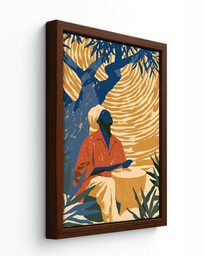 The Drummer - Black Framed Canvas