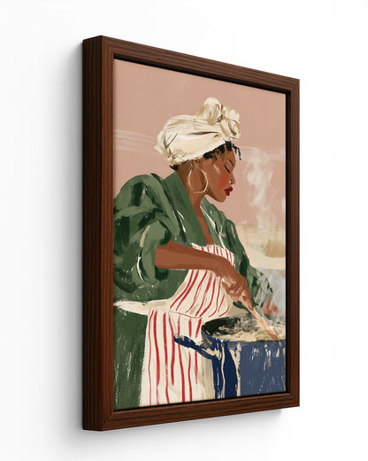 The Big Pot - Dark Wood Framed Canvas