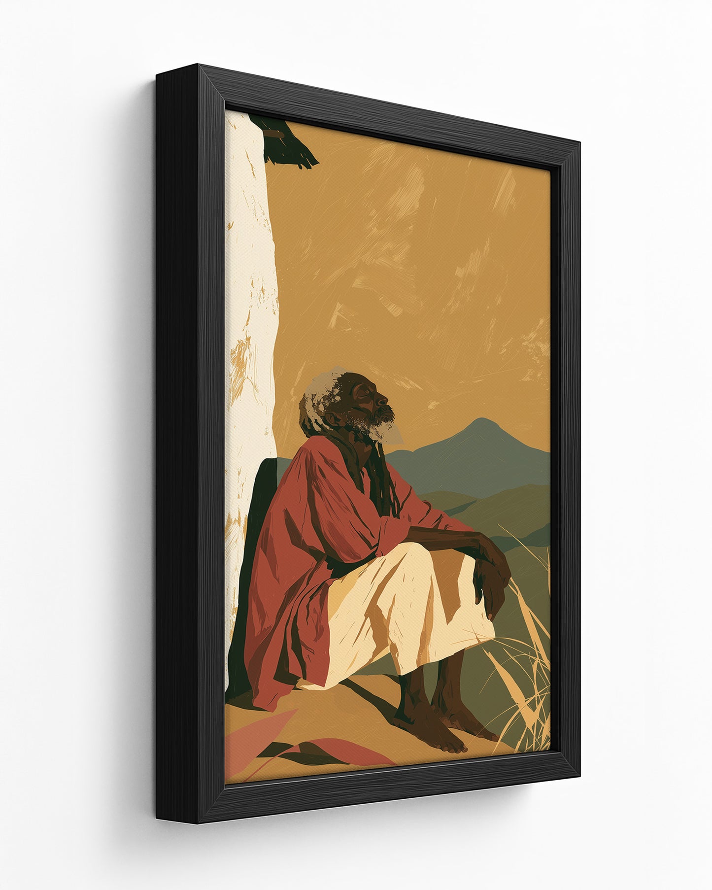 Blue Mountain Morning - Dark Wood Framed Canvas