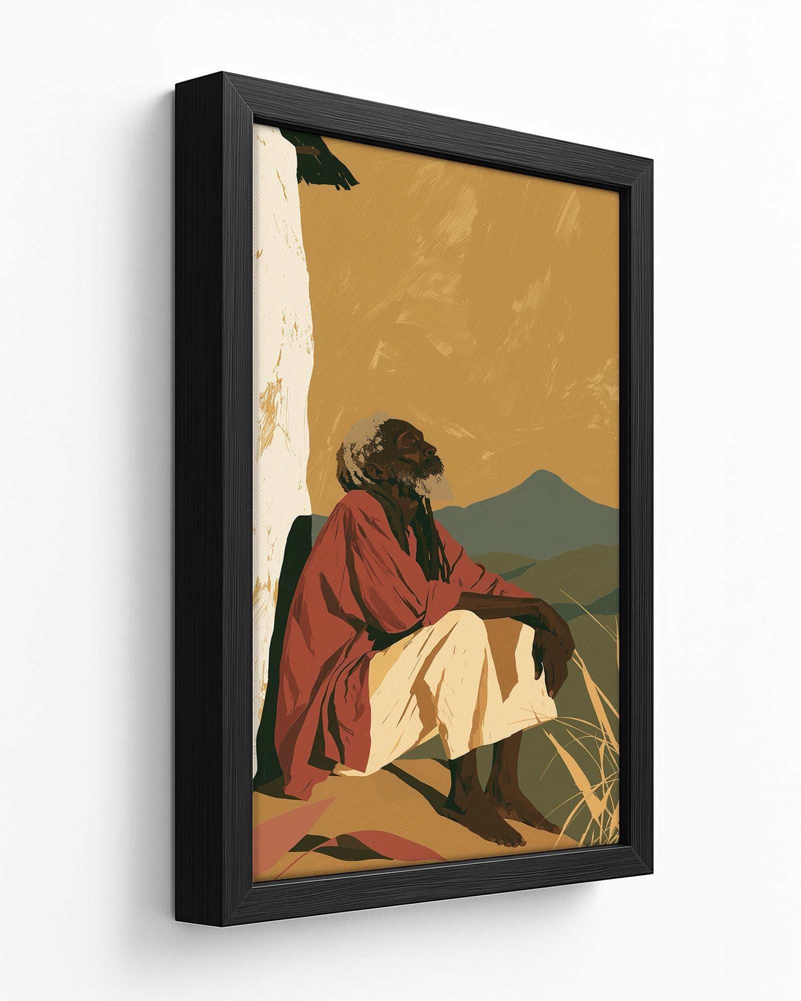 Blue Mountain Morning - Dark Wood Framed Canvas