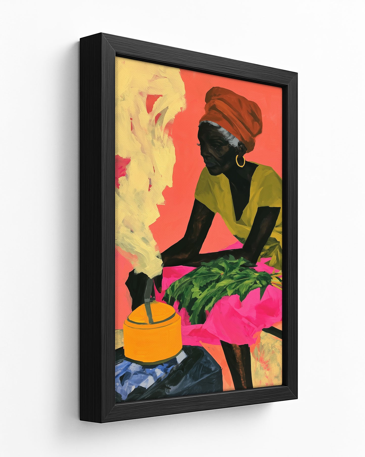 Morning Kettle - Dark Wood Framed Canvas